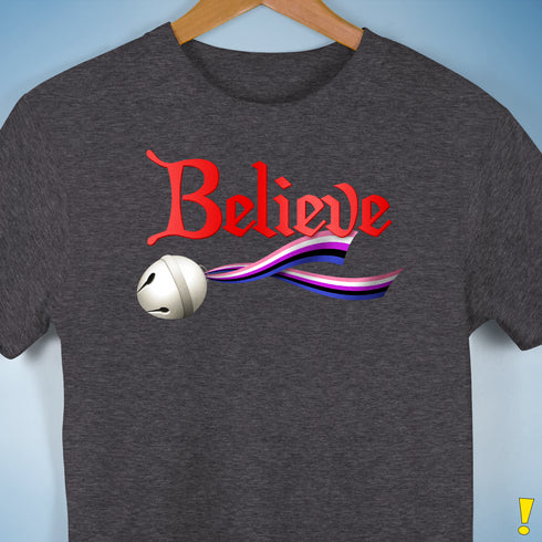 Believe Genderfluid Pride Jingle Bell Premium Unisex T-Shirt - Dark Grey Heather